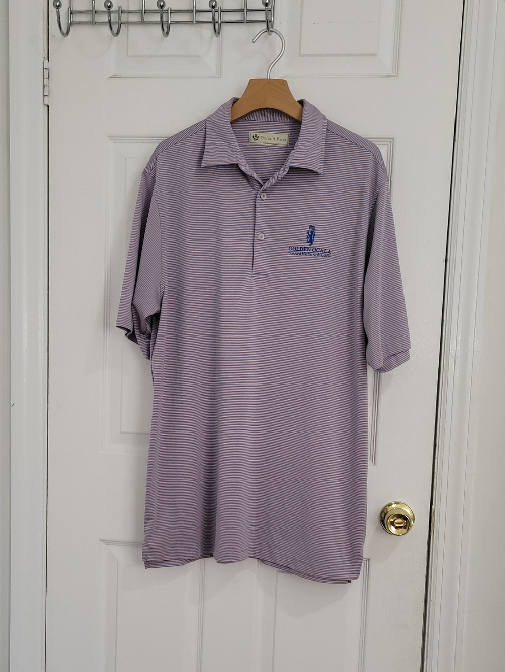 Donald Ross Men's Lavender Striped Polo Shirt Size L